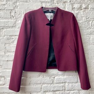RACHEL ROY Collarless Blazer Burgundy Sz 2 XS